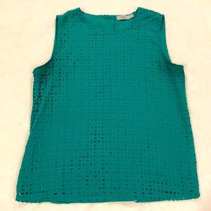 Dalia Laser Cut Kelly Green Sleeveless Top sz. Sm